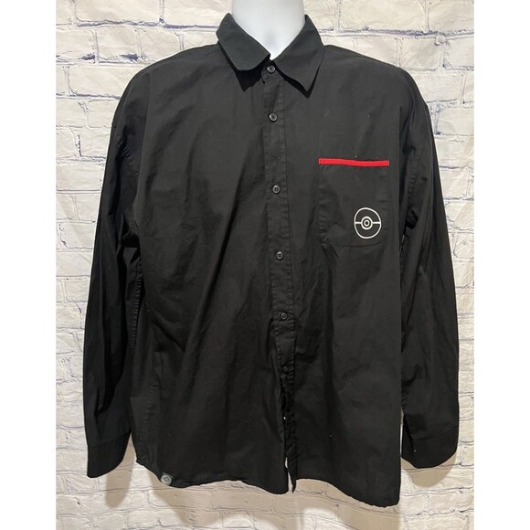 Poké Ball Classics Fitted Black long sleeve Button Down Dress Shirt Size 3XL - Picture 2 of 10